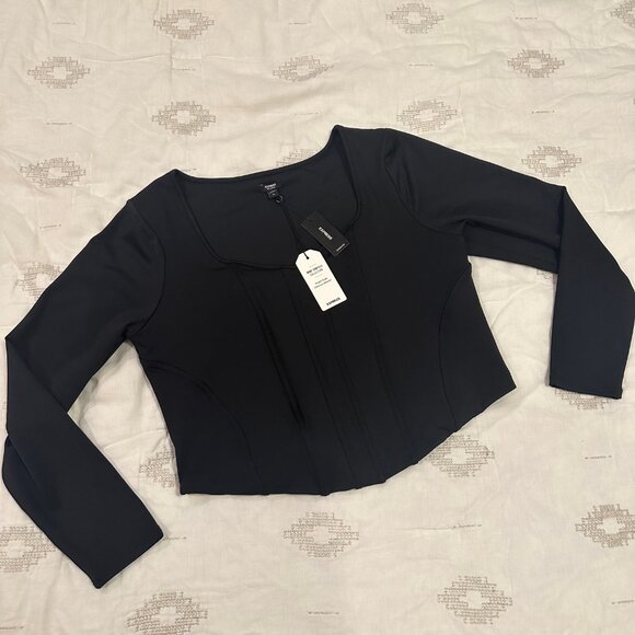 NWT Express Body Contour High Compression Long Sleeve Corset Top - size XL - Picture 2 of 5